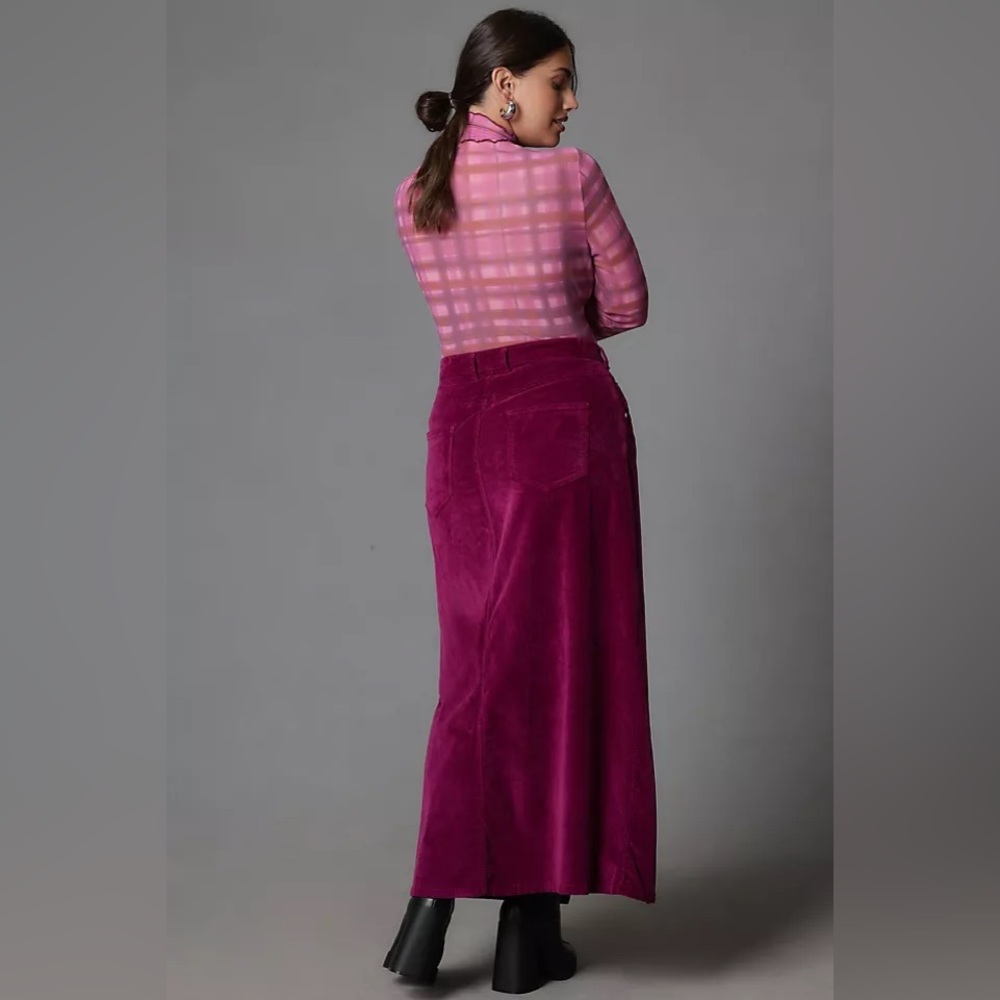 ✨ Anthropologie Madi Front-Slit Corduroy Skirt Sz 12 - Picture 3 of 7